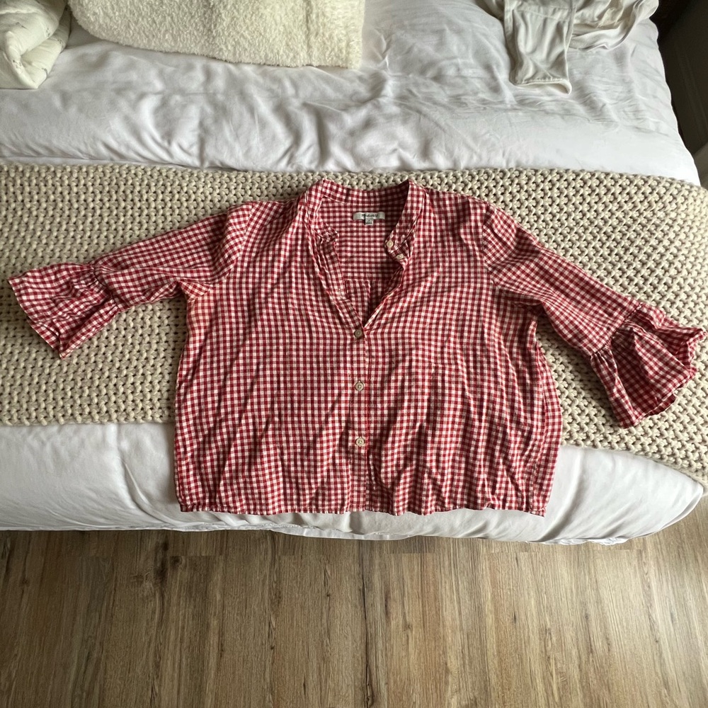 Madewell Red Gingham Top